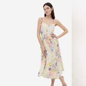 Linen blend midi H&M floral dress